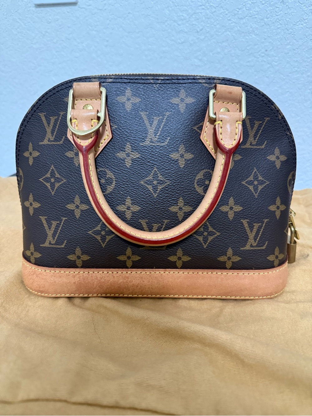 Louis Vuitton Brown Monogram Alma BB Top-Handle Bag with Natural Vachetta Trim